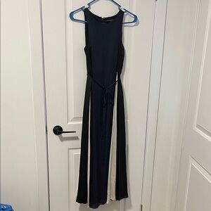 Banana Republic Navy Sleeveless Colorblock Maxi Dress with Black & Cream Panels